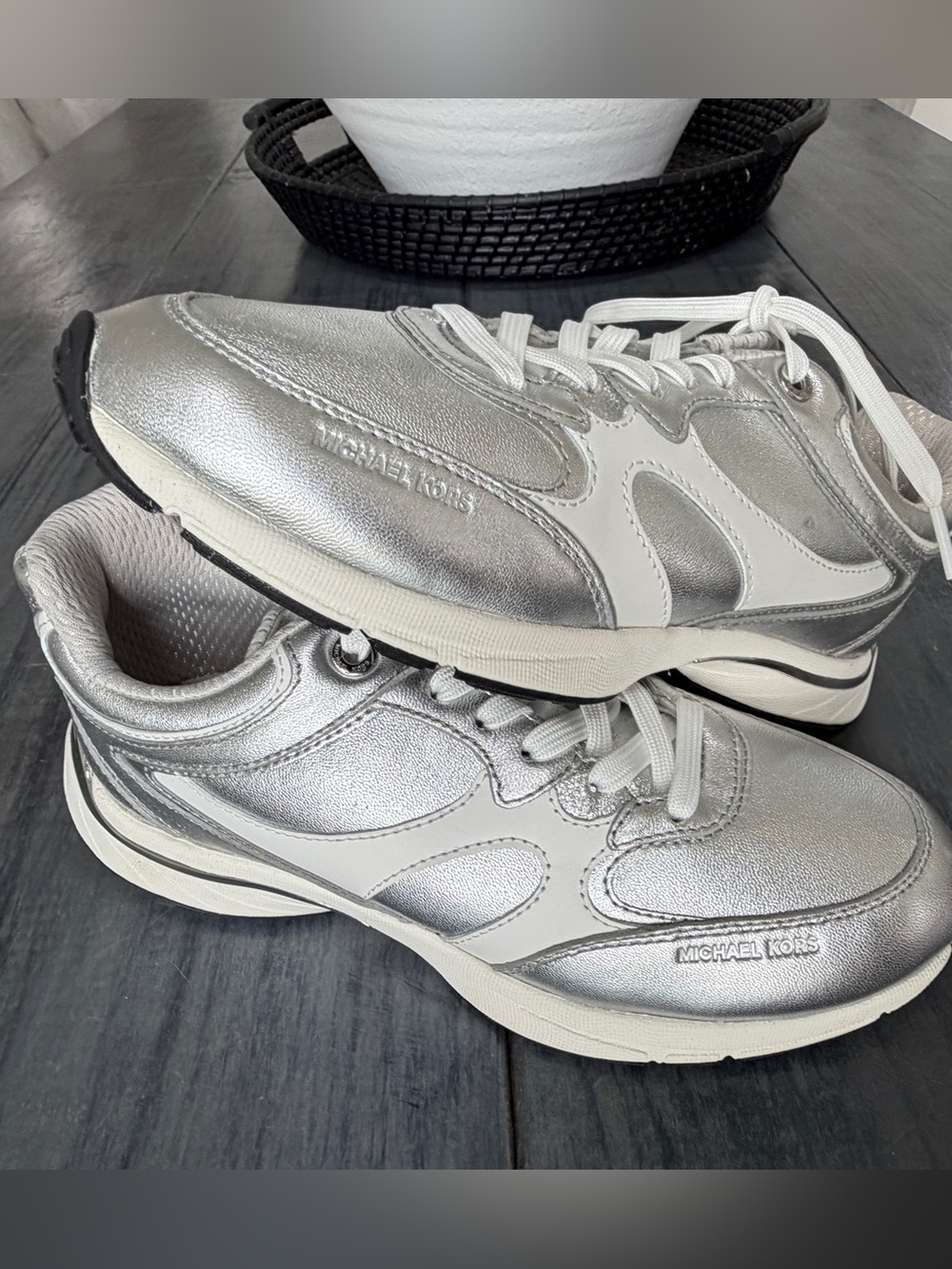 Michael Kors Metallic Silver Athletic Sneakers - Picture 1 of 5